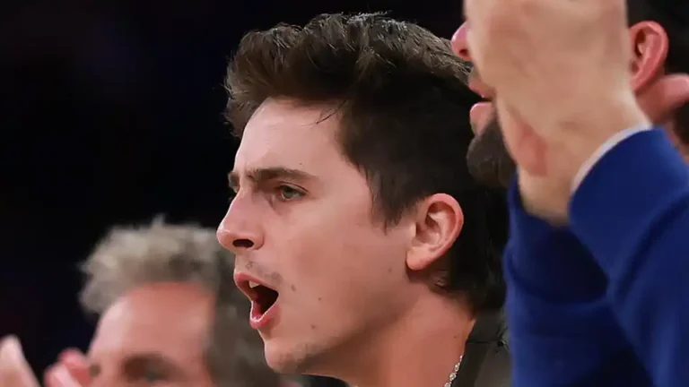 Timothee Chalamet debuts a fresh new look during Knicks playoff run