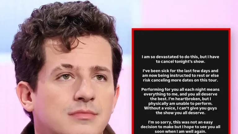 Charlie Puth canceling his Orlando show is bigger than a routine tour setback because pop stars are being forced to choose between vocal health and nonstop performance economics